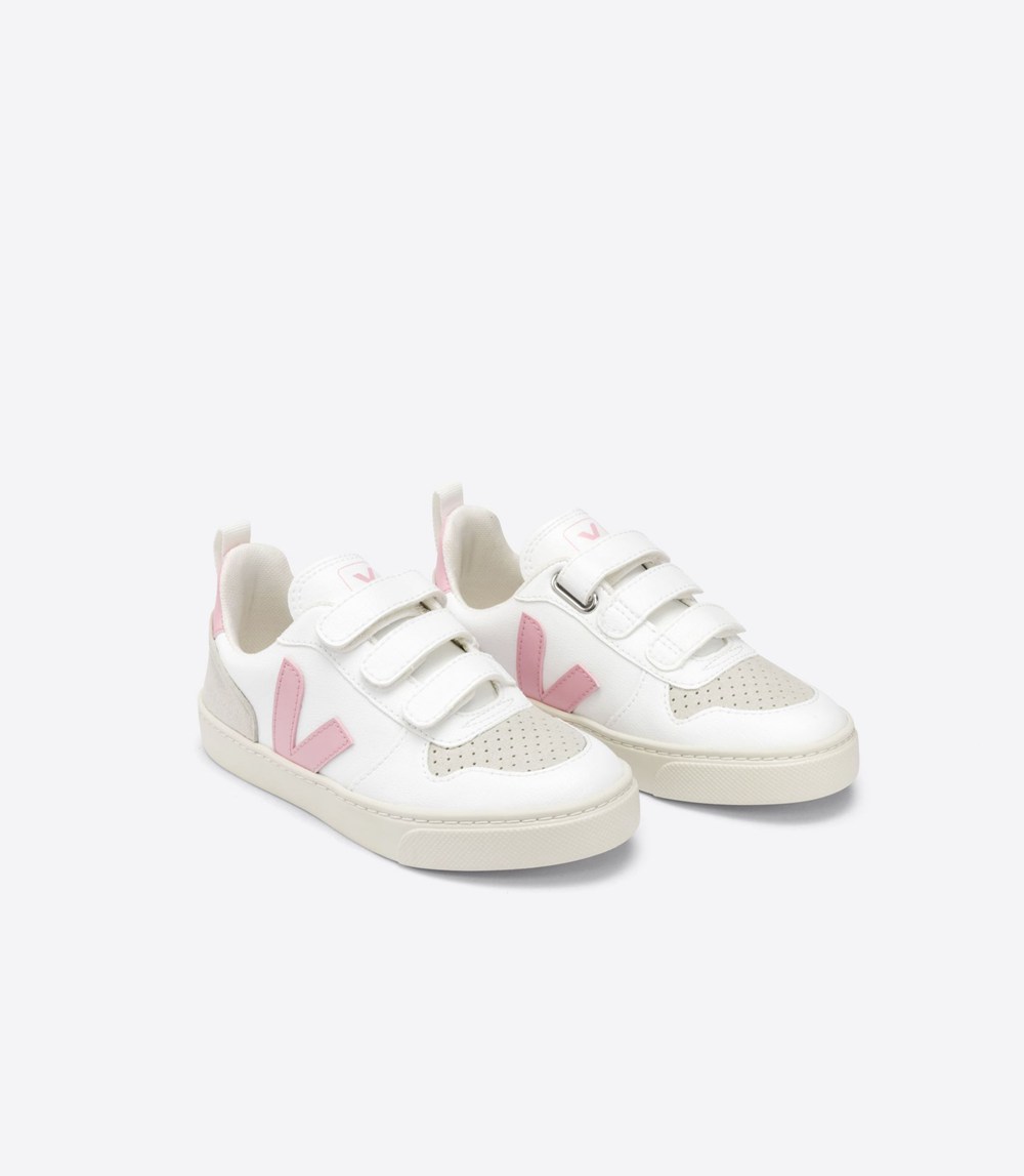 Tenis Veja Niños - V-10 Velcro Cwl - Blancos/Rosas - 591WQLHYO